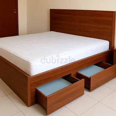 Wooden Bed Frame with Headboard and Underbed Drawers