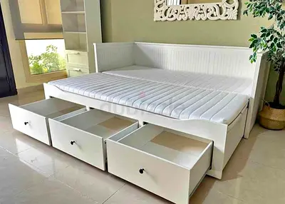 IKEA Hamnes day bed with 2 mattress and 3store drawers