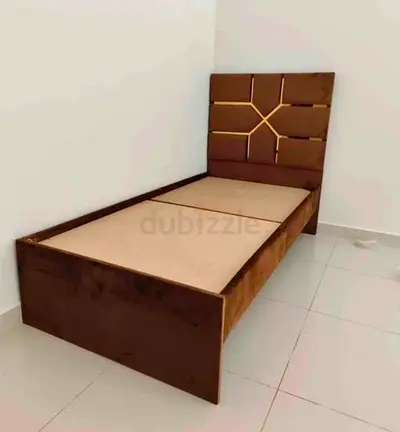 Single wooden bed frame with padded headboard New For Sale