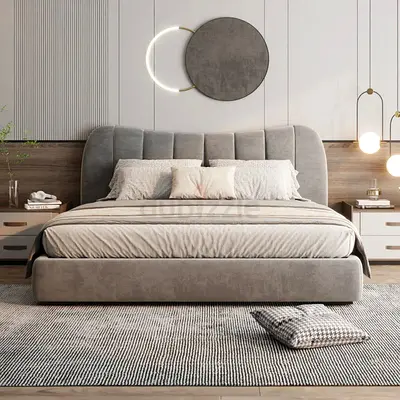 Sleek line curved headboard super king velvet bed frame