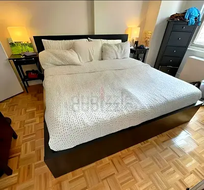 IKEA MALM Queen Size Bed + 2 Storage Drawers + Mattress