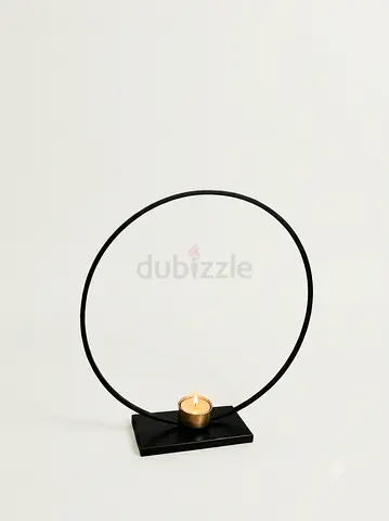 Minimal Black Metal Circular Tea Light Holder