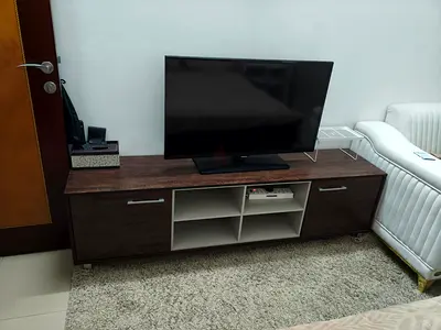 TV Entertainment Unit with Storage - Dark Wood Finish