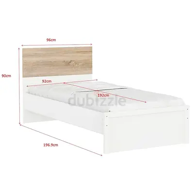 Single Bed Frame with Headboard (White Oak)