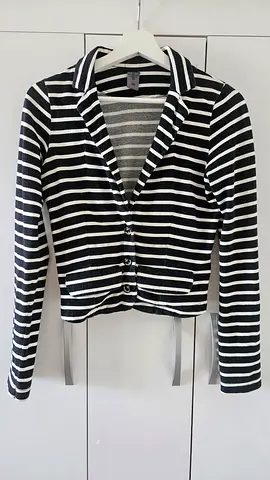 Black  white striped womens blazer/jacket - Size S