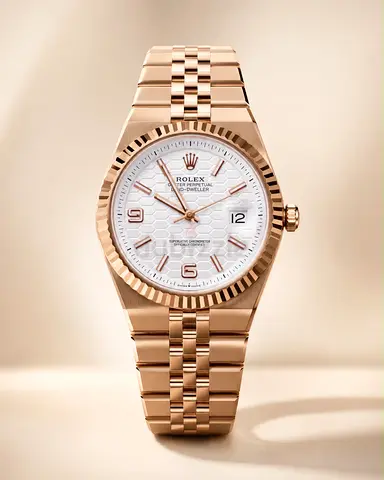 Rolex Oyster Perpetual Sky‑Dweller style mens rose gold watch
