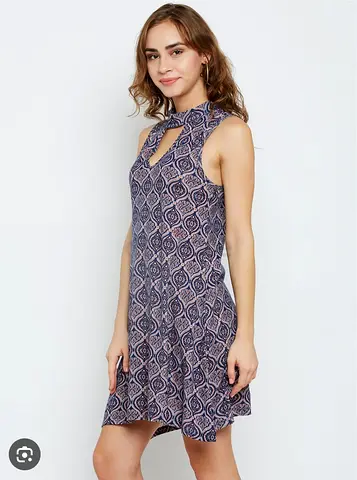 Aeropostale Sleeveless Printed Keyhole Neck A-line Dress - Size Small - Medium