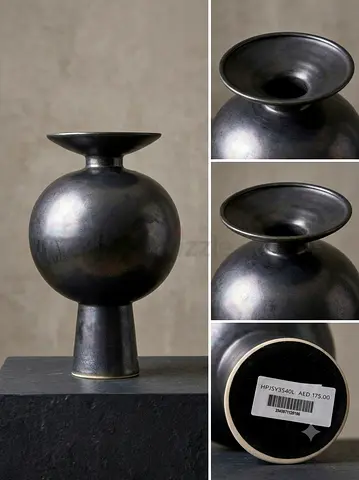 Decorative Metallic Vase / Sculpture - Modern Round Pedestal