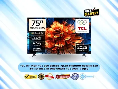 TCL 75″ Inch TV | Q6C Series | QLED Premium QD-Mini LED TV | 144Hz | 4K UHD Smart TV | 2025 | 75Q6C