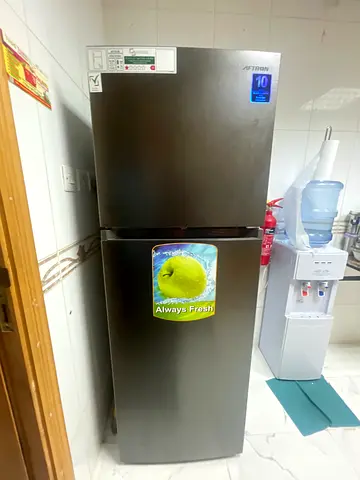 AFTRON double-door refrigerator, good condition, 10-year warranty