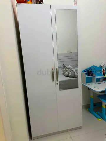 2-door White Wardrobe with Mirror - perfect Condition
