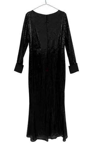 Black Sequin Long Sleeve Evening Gown with slit : price negotiable