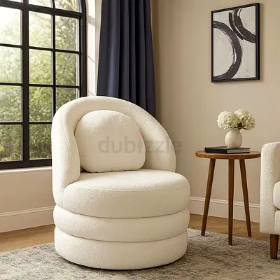 Modern Boucle Fabric Sofa with Cushions