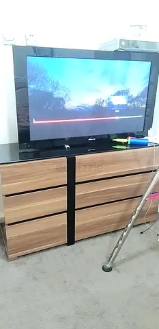 Black drawers with tampered glass