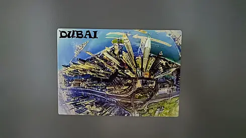 Dubai Souvenir Fridge Magnet — Aerial Cityscape Design