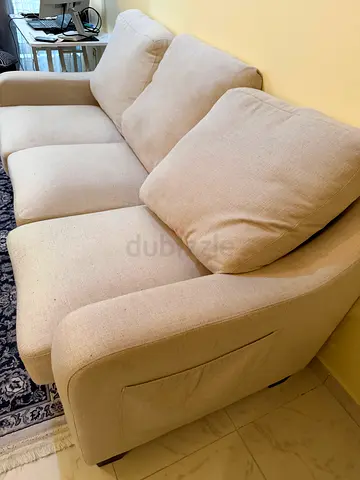 Cream 3-seater Fabric Sofa — Good Condition