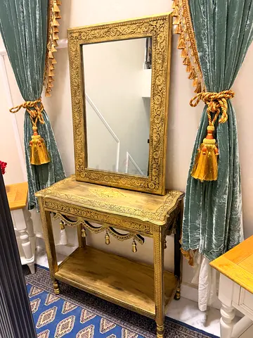 Ornate Gold Console Table with Matching Mirror - Vintage Style