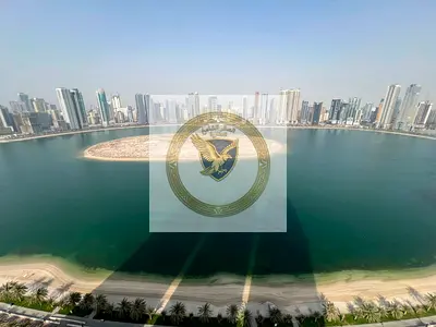 Larger sea view, 3 bedrooms and living room with parking + gym, free swimming pool, 2 balconies, 2 master bedrooms + maid's room for rent in Al Mamzar