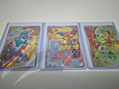Pokemon First Partner series 2 - set of 3 cards — Totodile, Cyndaquil, Chikorita Full-Art Cards