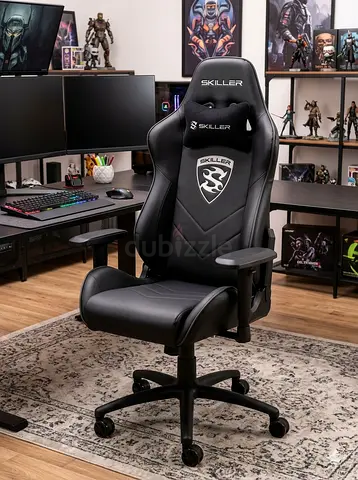 Skiller Black Gaming/Office Chair - Ergonomic with Lumbar  Head Support