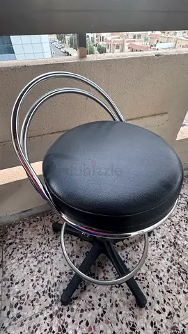 2(Two)Adjustable Chrome Swivel Bar Stool with Black Seat