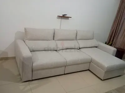 Ikea beige color Eskilstuna sofabed with storage