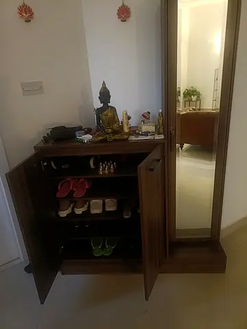 Wooden shoe cabinet with full-length mirror