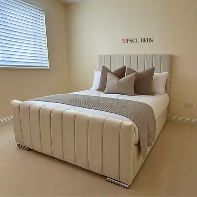 Premium High Quality Panel Line Bed Set. Luxury Fabric Bed Set For Sale. Delivery All UAE Available