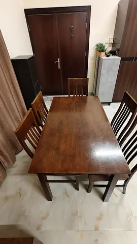 6-Seater Solid Wood Dining Table with 4 Chairs