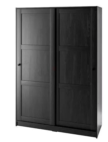 RAKKESTAD Wardrobe with Sliding Doors, Black-Brown
