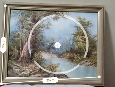 Framed Landscape Oil Painting - River Scene (35 x 22 cm)