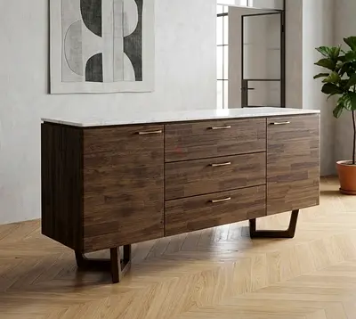 Modern Wooden Sideboard with Marble Top