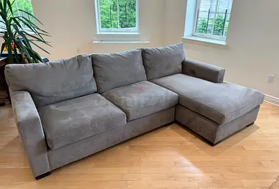 Authentic crate and barrel axis gray lshape sofa