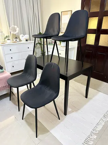 Set of 4 Modern Black Dining Chairs - Good Condition 120cm x 70cm