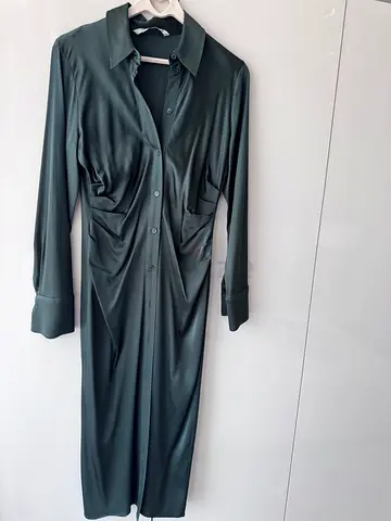 Zara Dress - beautiful Olive-green color and gathered waist for a flattering silhouette structure
