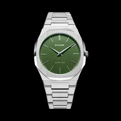 D1 Milano Ultra Thin Stainless Steel Mens Watch - Green Dial