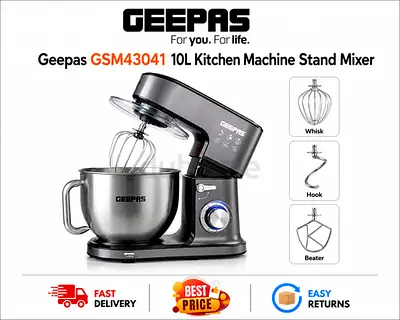 Geepas 10L Kitchen Machine Stand Mixer - GSM43041 - New Condition, All Accessories - Free Delivery