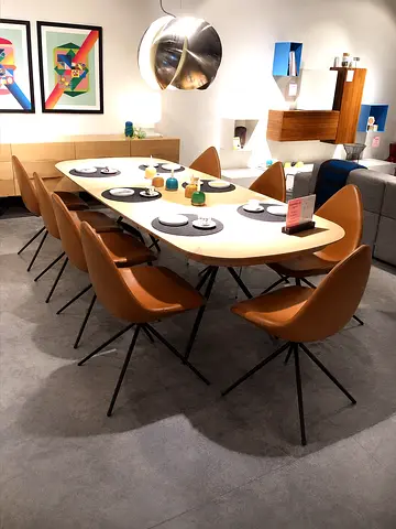 BoConcept Danish Modern Oval Dining Set with 8 Brown Pure Leather Chairs
