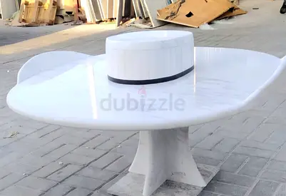 White Marble Round center Table (Stetson hat shape) for sale
