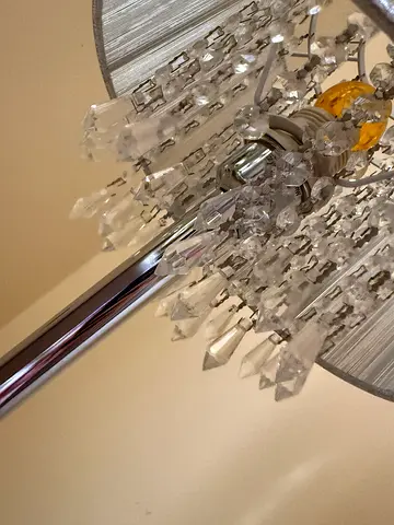 Crystal ceiling chandelier light fixture - polished chrome