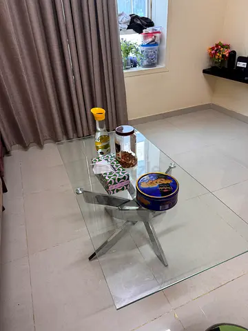 Glass Coffee Table with Metal Base - Good Condition
