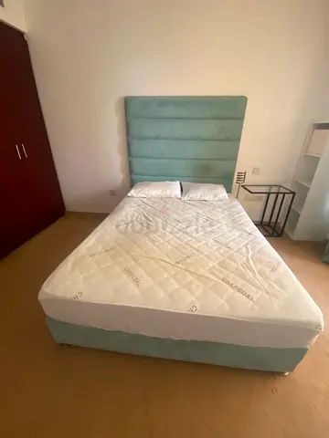 Single bed with padded headboard and mattress - good condition