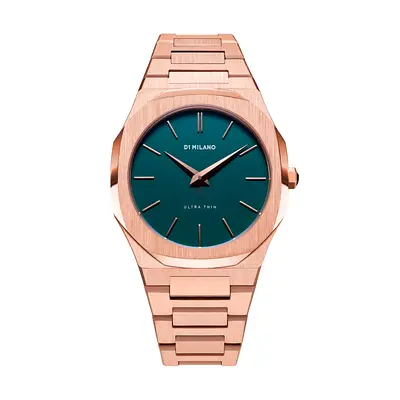 D1 Milano Ultra Thin Rose Gold Mens Watch - Green Dial