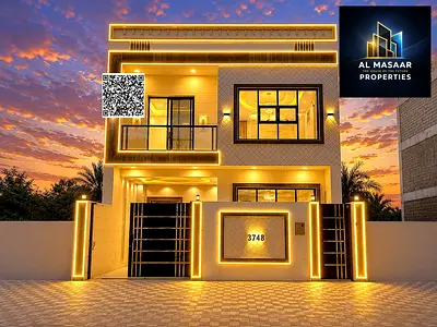 5-bedroom villa, two floors, with a roof terrace, in the Al Yasmin area on the main road.