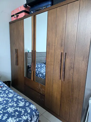 Like brand new Solid Wood 3-Door Wardrobe with Mirror - Very Good Condition