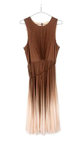 Brown ombré pleated sleeveless midi dress — size L/XL  : price negotiable