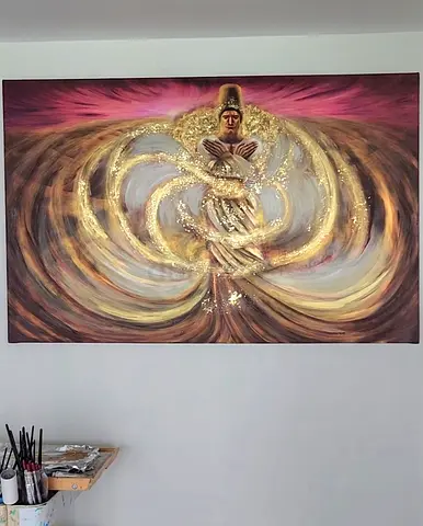 Large Golden Hand Painted Limited Edition with Gold Leaf