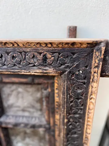 Carved Antique Wooden Frame with Distressed Finish