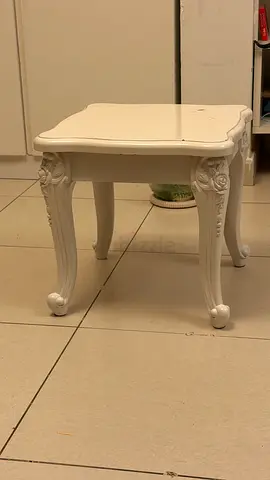 White Ornate Wooden Side Table / Accent Table