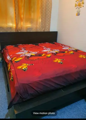 Double Bed Frame with Headboard - Dark Wood, Good Condition
